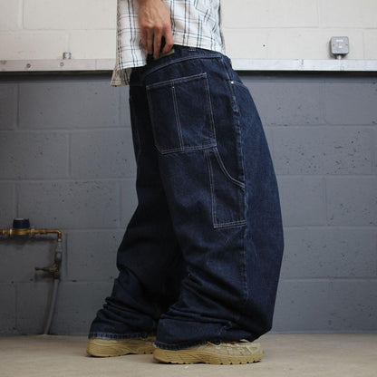 Y2K extra baggy carpenter jeans y2k W44L32 blue denimICEDOUT wide leg skater surf style cargos