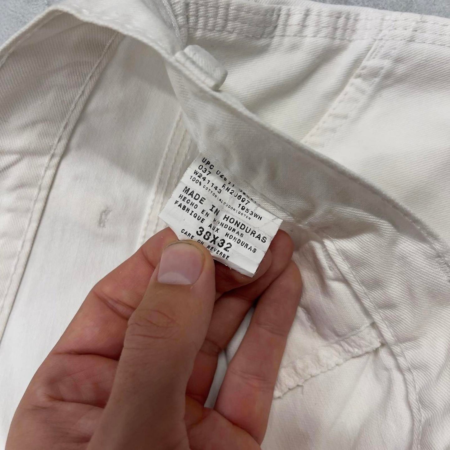 White Dickies carpenter jorts W38
