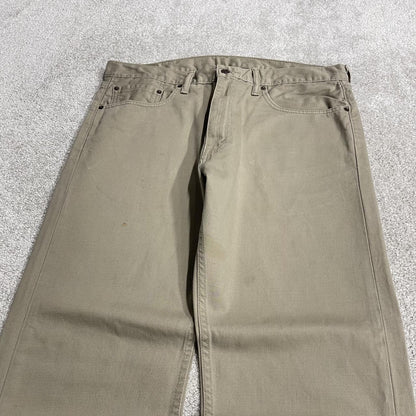 Y2K Levi’s 505 jeans straight leg khaki beige Straight fit 5 pocket pants belt loops white tab logo