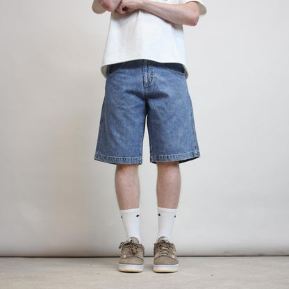 Y2K Denim Skate Jorts W30 PLUGG loose large rear pocket y2k style skater shorts