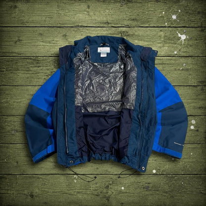 Columbia technical windbreaker jacket Small men's navy blue Omni-tech y2k autumn panelled adjustable