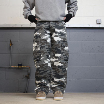 Camo cargo pants loose W32L31 khaki grey camouflage y2k style cargo trousers