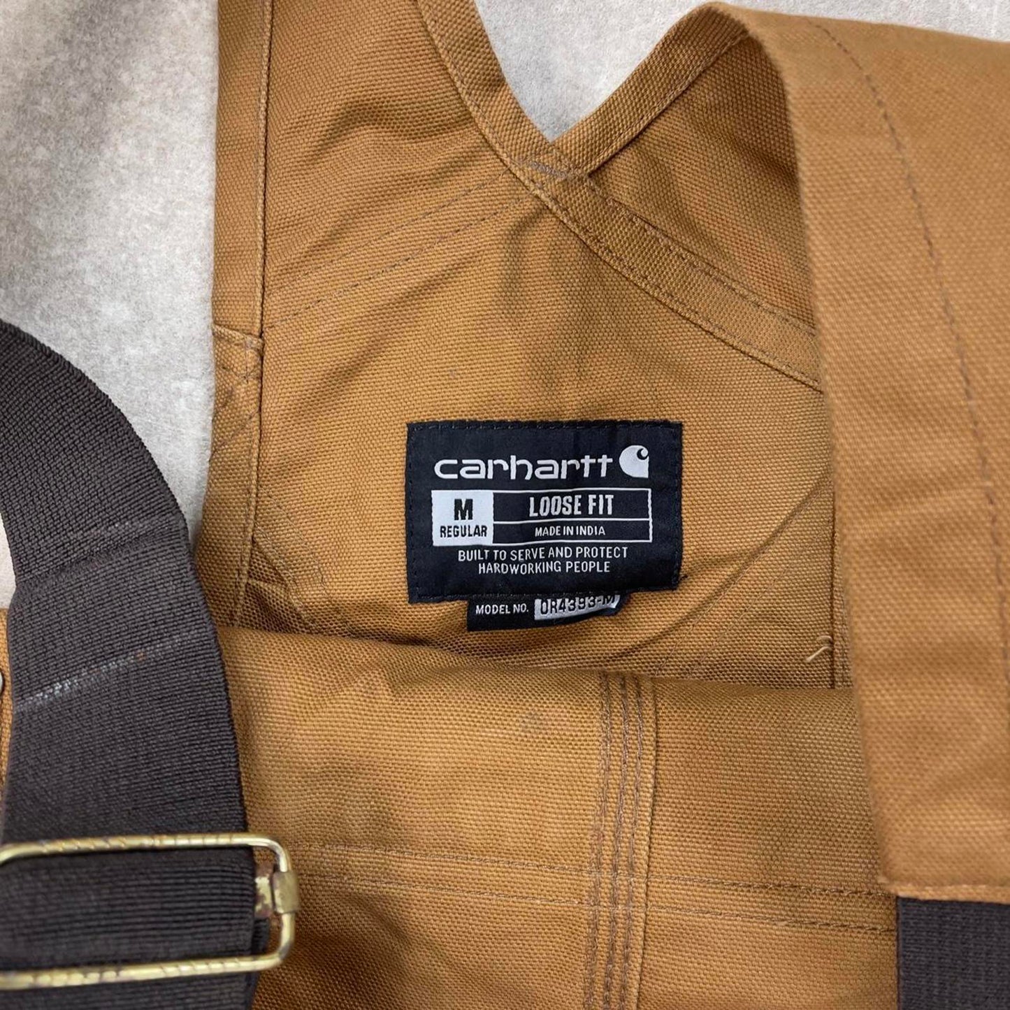 Vintage Carhartt overalls W38 L30 mens canvas dungarees Tan utility worker