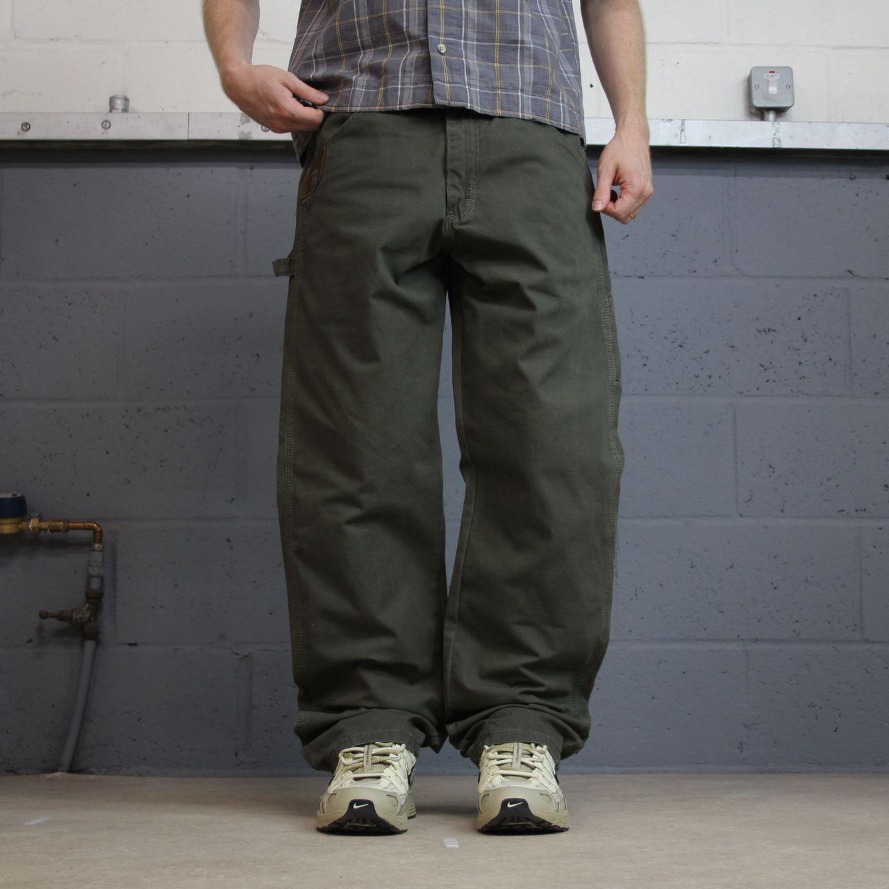 Wrangler carpenter jeans y2k green W32L32 Loose leg skater style workwear utility cargo trousers