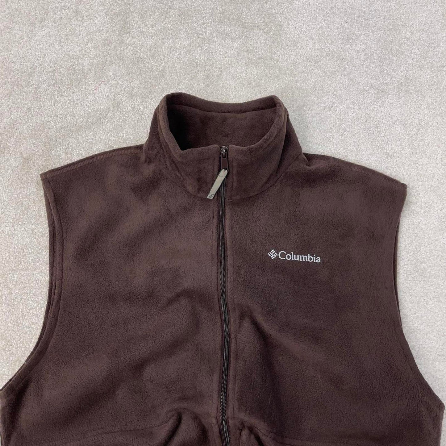 Y2K Columbia technical fleece gilet XL brown men’s zip up embroidered logo
