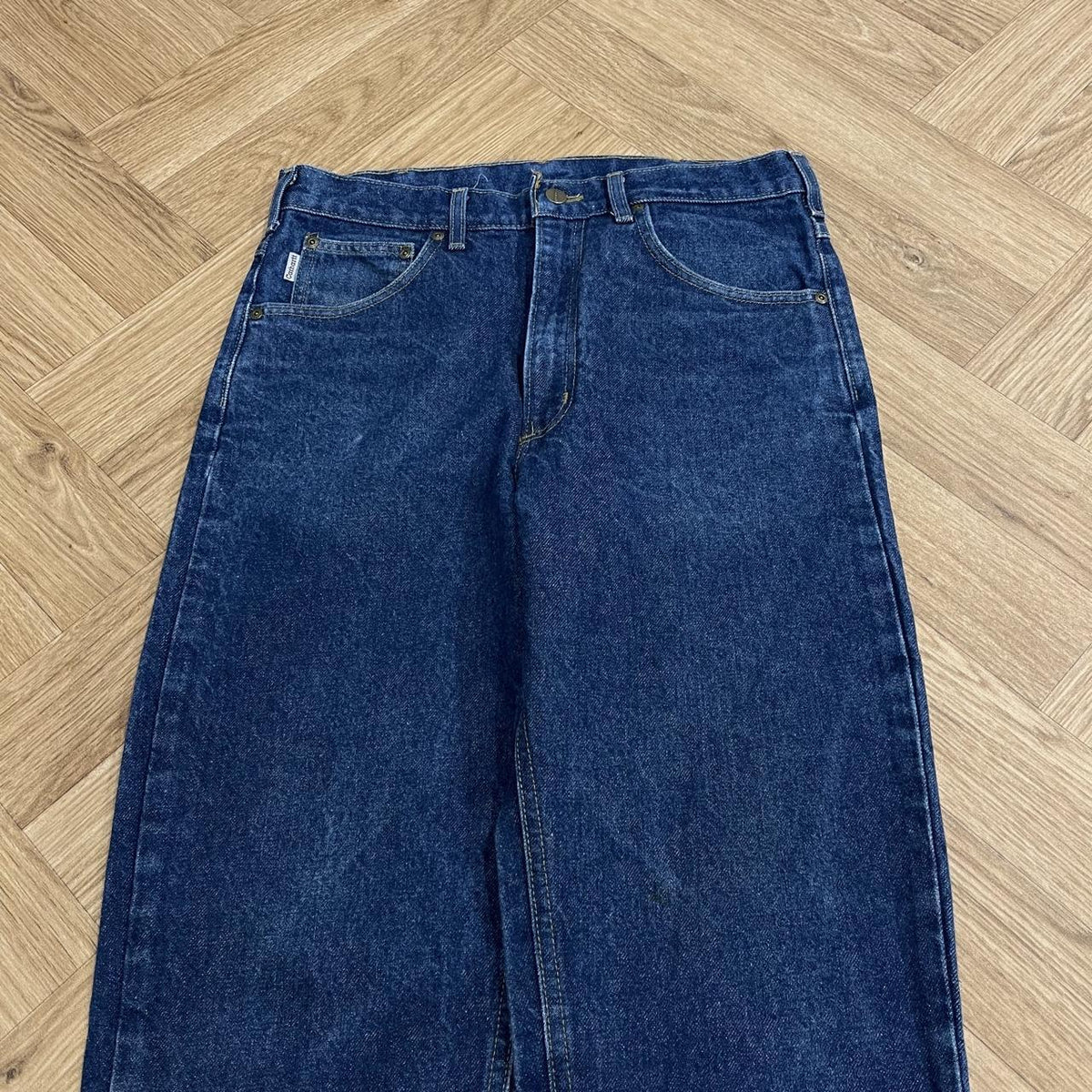 Vintage Carhartt jeans straight fit Y2K traditional fit thick blue denim work pants