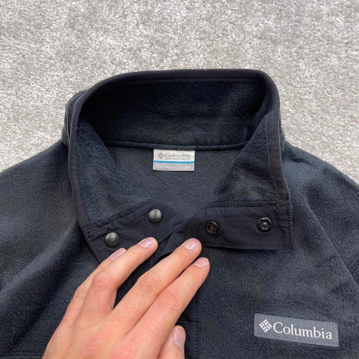 Black Columbia technical fleece XS y2k style snap T autumn popper pull over