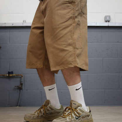 Carhartt carpenter shorts y2k tan Loose skater style canvas cargo work jorts