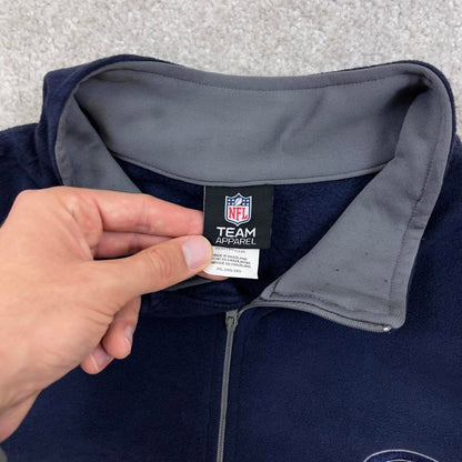Y2K Navy and Grey NFL technical quarter zip fleece XXL y2k style autumn chicago bears embroidery