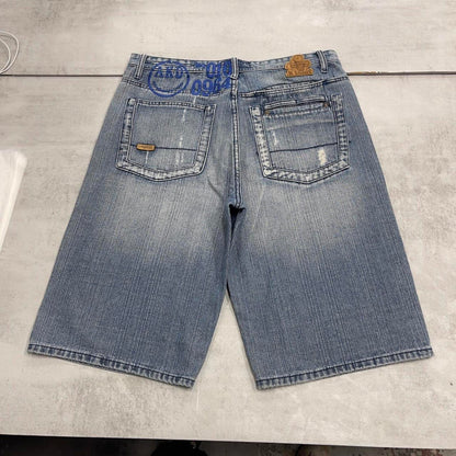 Baggy Akademiks jorts W38 loose denim Y2K print design shorts