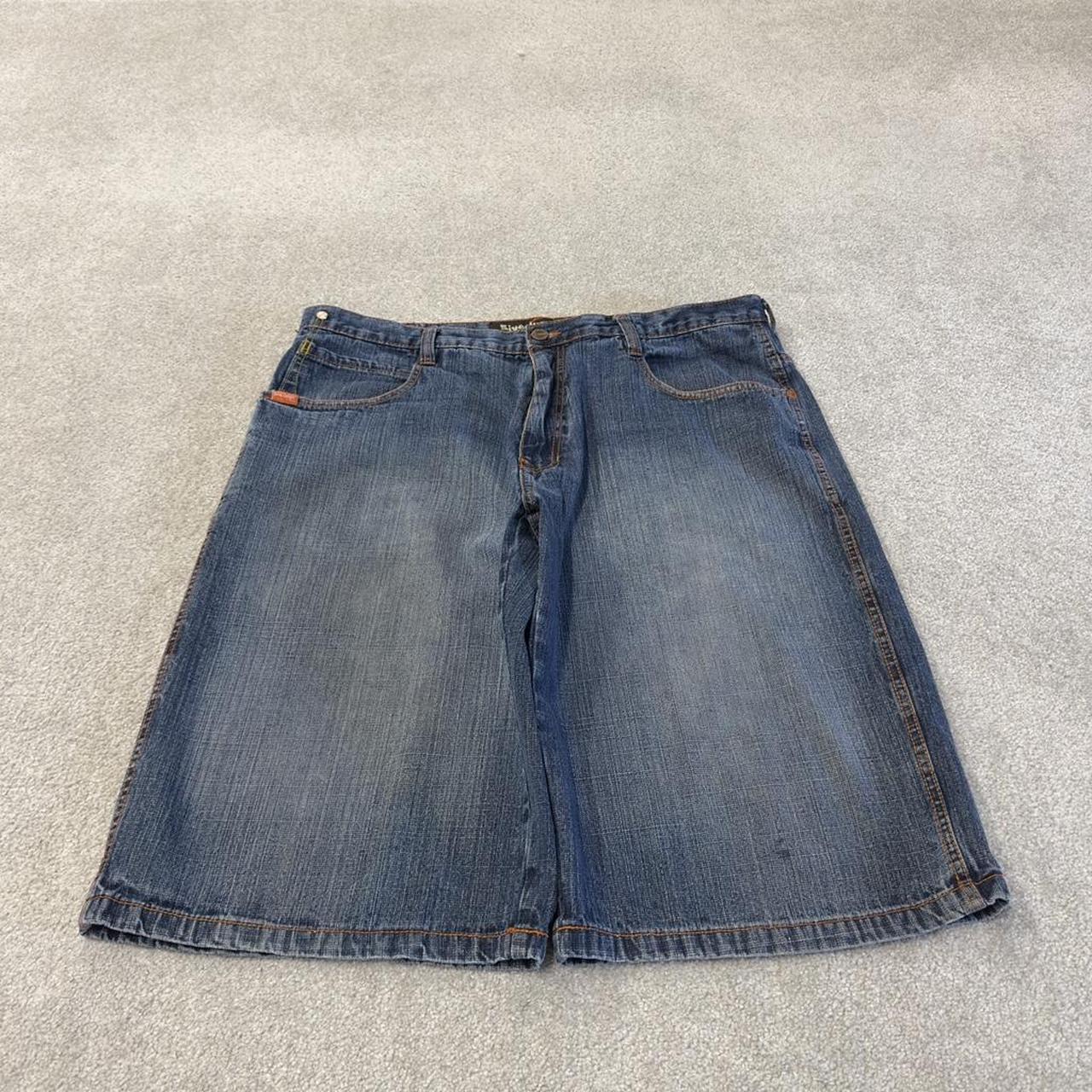 Baggy embroidered denim shorts blue 5ive Jungle wide leg skater style summer shorts