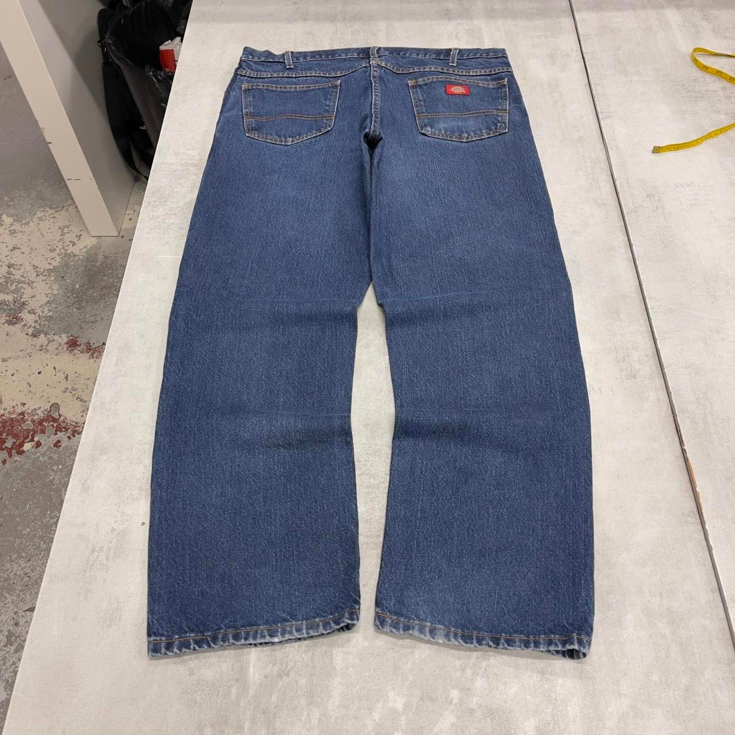 Baggy Dickies jeans skater workwear W38L32 blue denim 90s 5 pocket casual pants American streetwear
