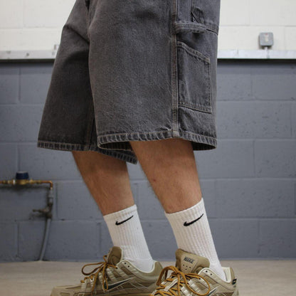 Baggy denim shorts carpenter grey Faded Glory skater style summer festival cargo jorts