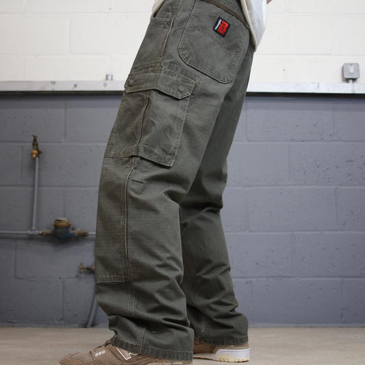 Green Wrangler double knee carpenter jeans W36L30 loose canvas 90s skater style cargos