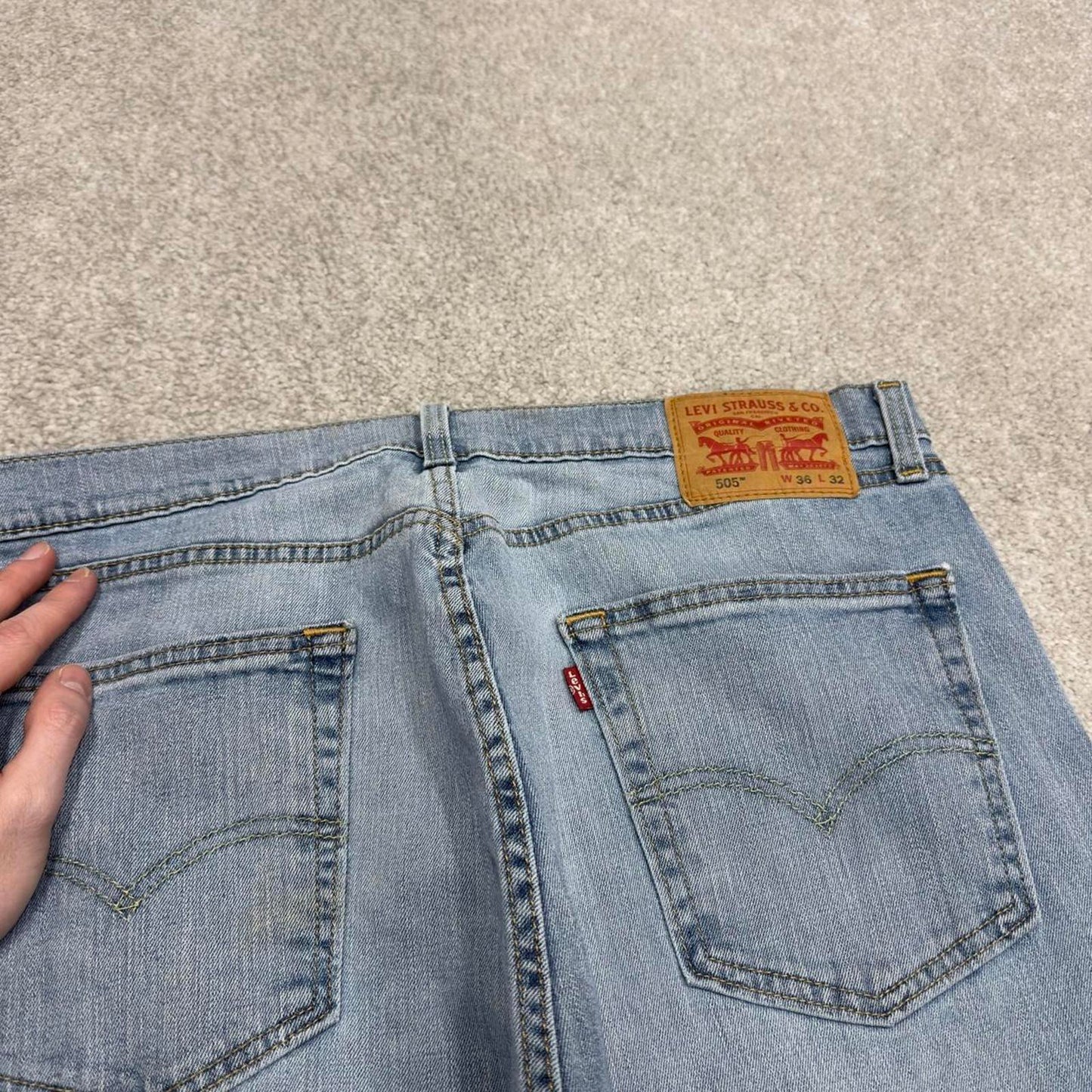 Vintage Y2K Levis 505 jeans blue Straight leg 00s style pants red tab logo