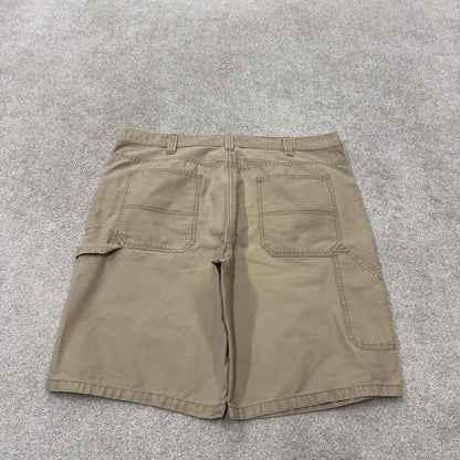 Baggy carpenter shorts canvas cargo tan Blue Mountain skater style surf jorts