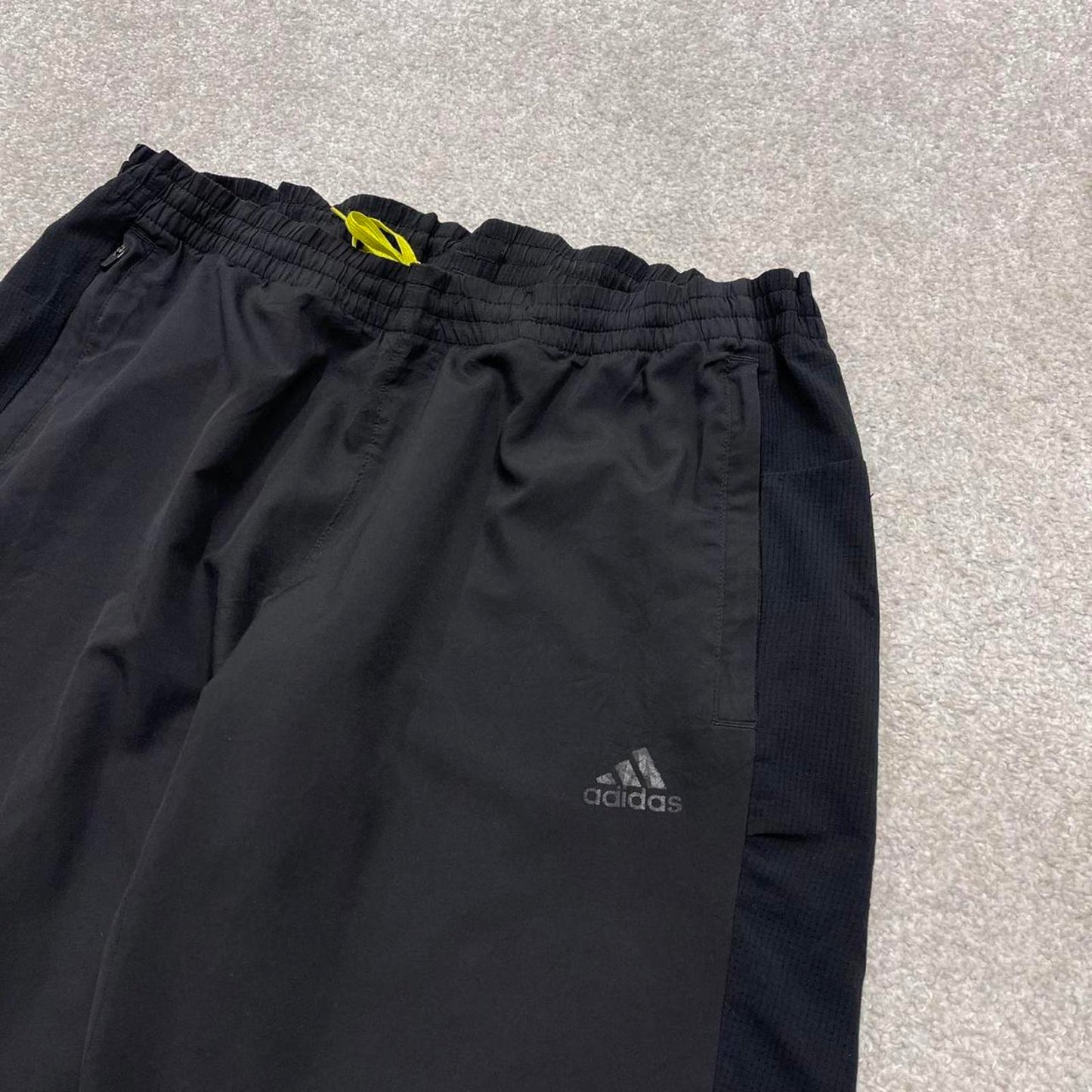 Y2k Adidas tracksuit bottoms black Drawstring waist print logo gym running track pants