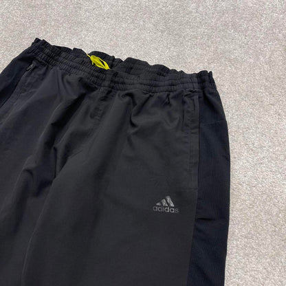 Y2k Adidas tracksuit bottoms black Drawstring waist print logo gym running track pants