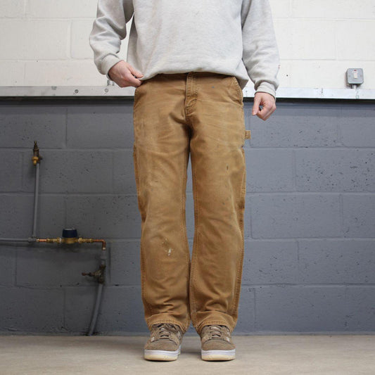 Carhartt carpenter jeans workwear W33L30 Mens tan brown relaxed y2k style cargos trousers