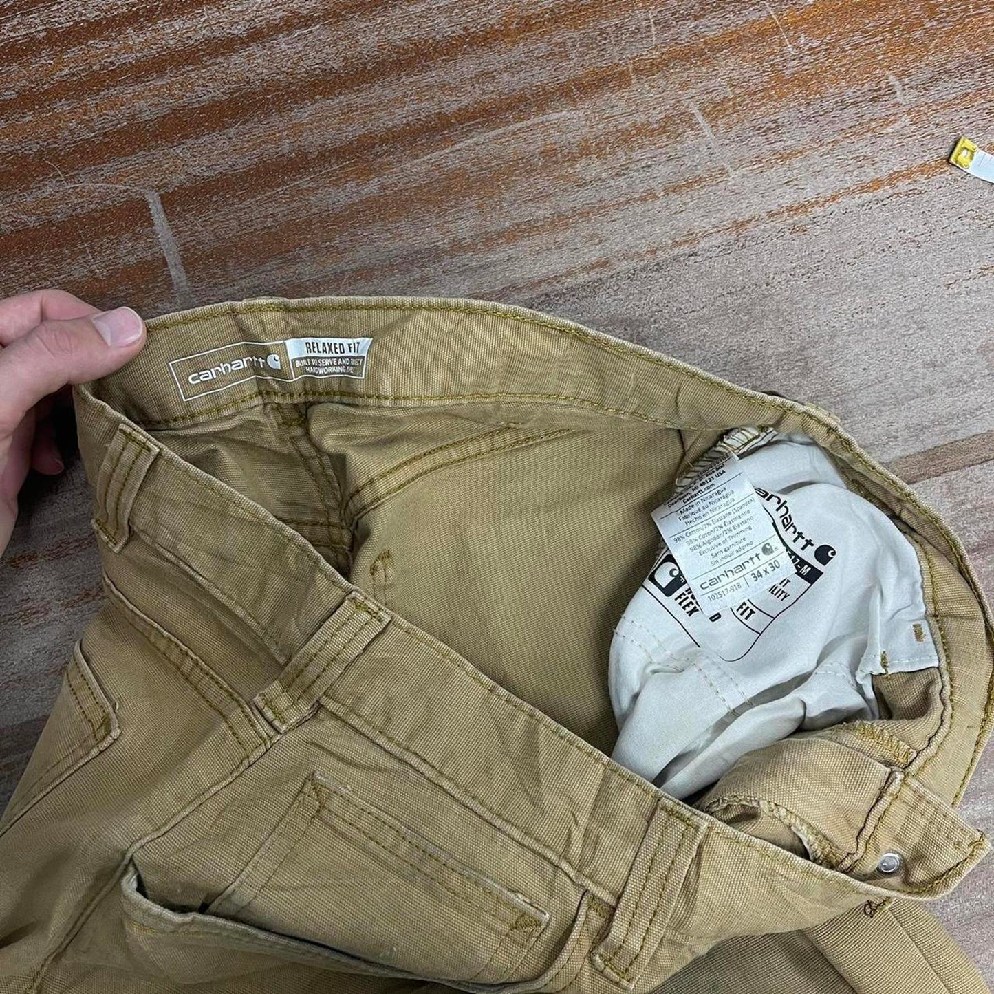 00s Carhartt carpenter trousers W34L30 tan relaxed fit skate style work pants workwear cargos