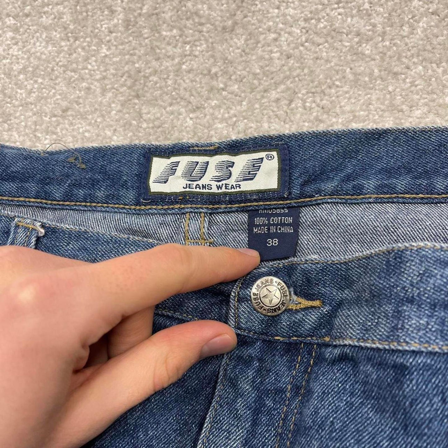 Y2k baggy carpenter jorts denim skater style blue FUSE wide leg summer festival jean shorts