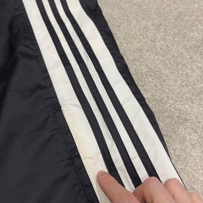 Y2K Adidas tracksuit bottoms black Loose embroidered mesh lined striped track pants