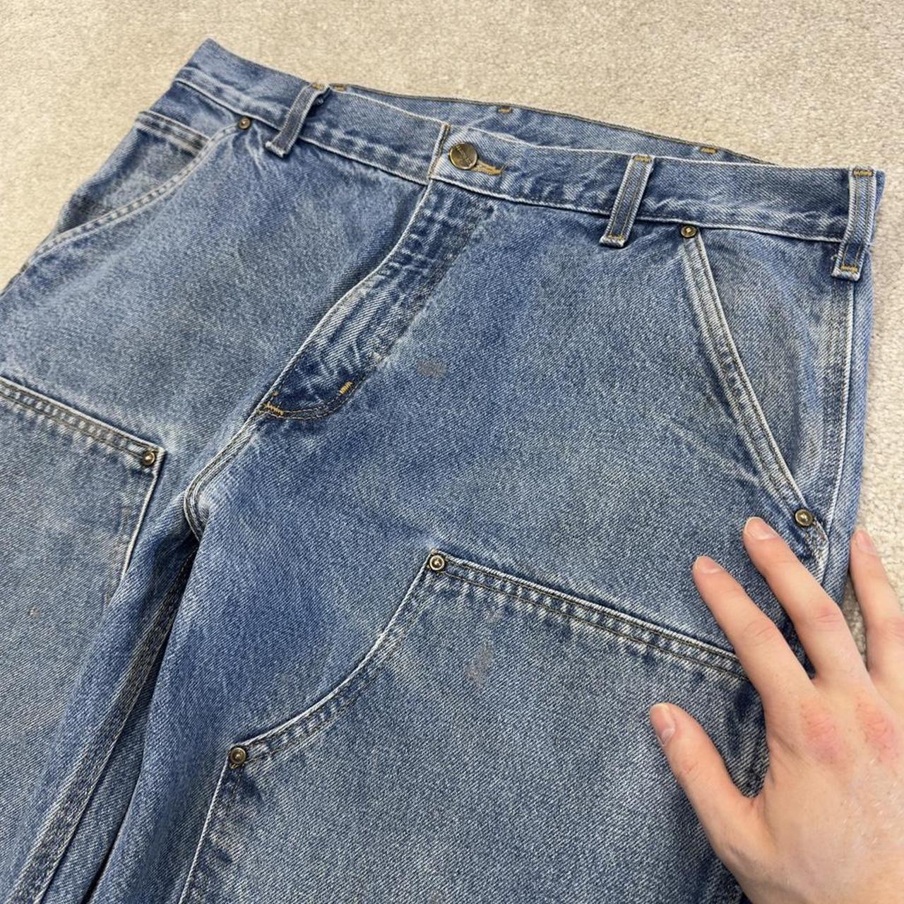 Carhartt double knee denim carpenter jeans blue Loose fit 100% cotton thick skater pants