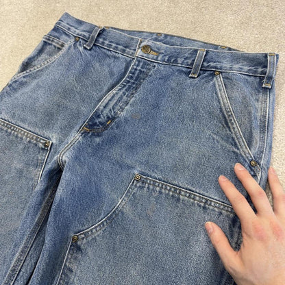 Carhartt double knee denim carpenter jeans blue Loose fit 100% cotton thick skater pants