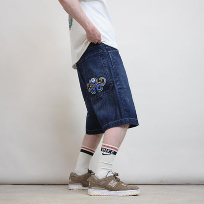 JNCO Serpent 8 Ball shorts W32 loose denim skater 90s style large design hip hop