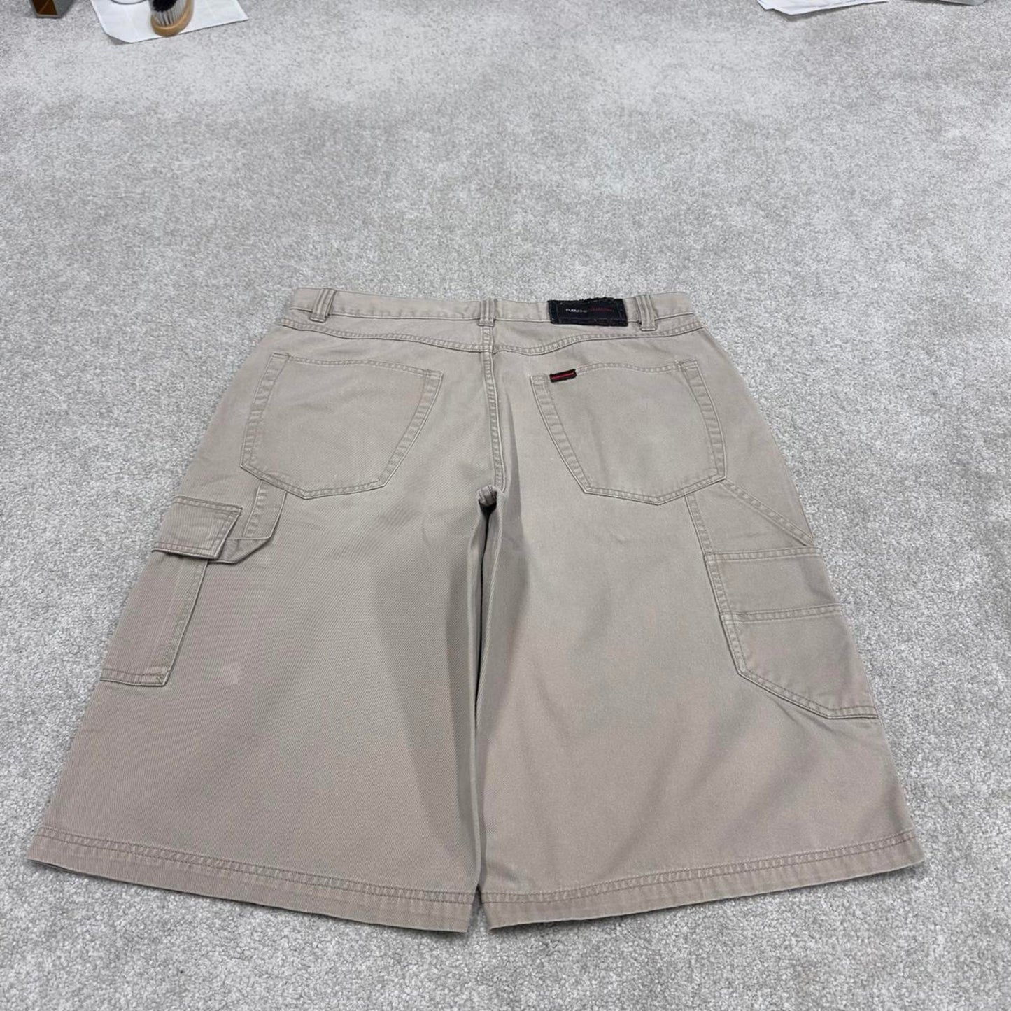 Y2k baggy FUBU carpenter shorts skater style beige Loose wide leg cargo summer festival shorts