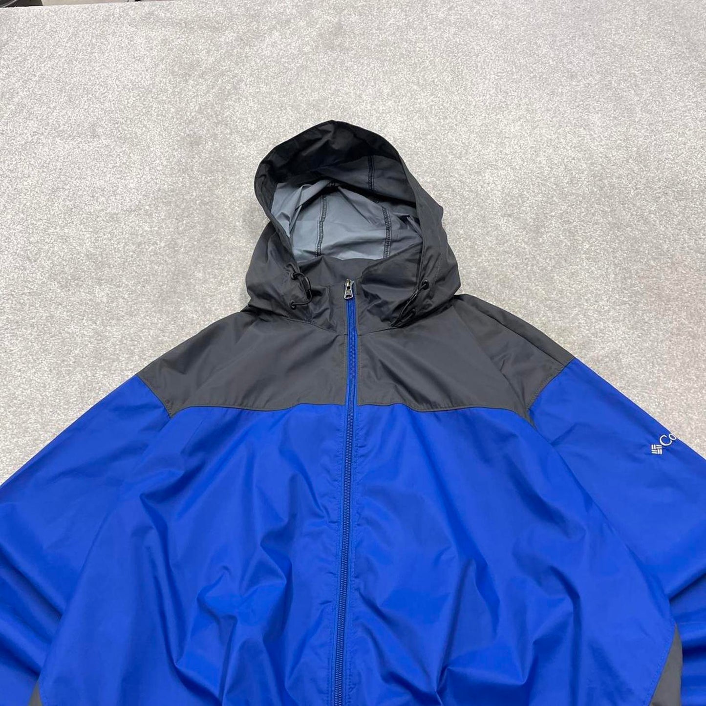 00s Columbia technical windbreaker jacket XL men's y2k style blue hooded lightweight autumn