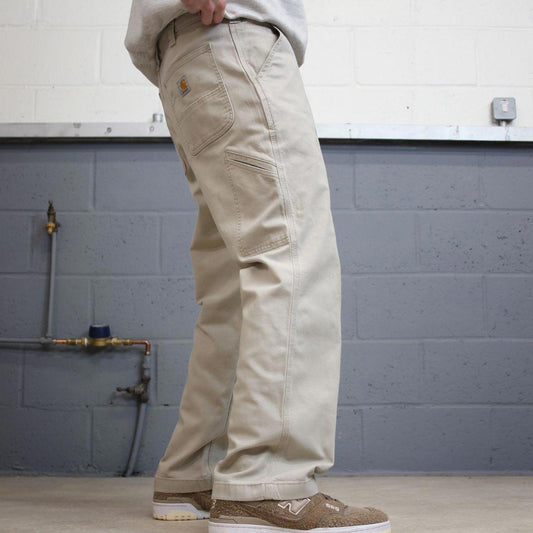00s Carhartt carpenter jeans workwear W34L30 Mens beige relaxed y2k style cargos trousers