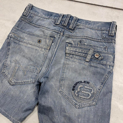Y2K Denim Police jorts W32 00s style embroidered summer festival shorts