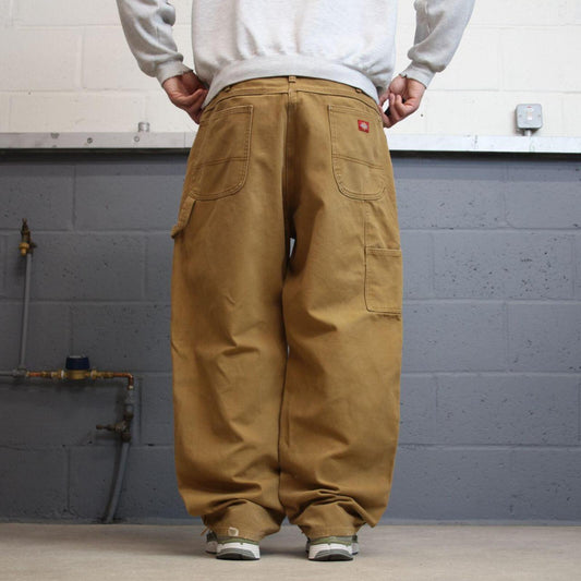 Baggy Dickies carpenter jeans wide leg tan W40L30 Skater / workwear style canvas cargo pants