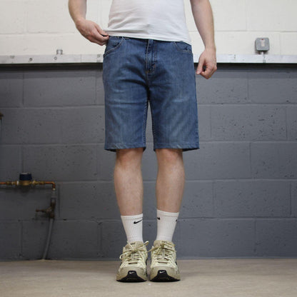 Carhartt denim shorts y2k faded blue Loose relaxed fit skater style work jorts