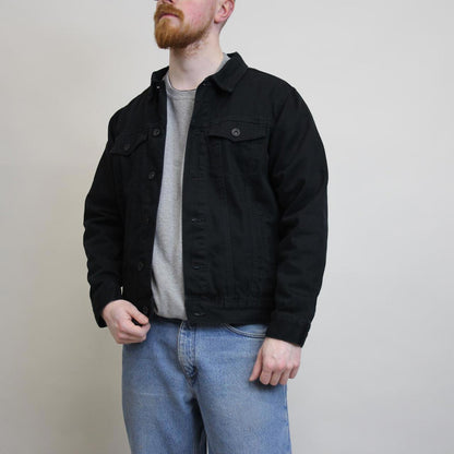 Black Southpole Jacket Medium denim trucker jacket skeleton rib cage