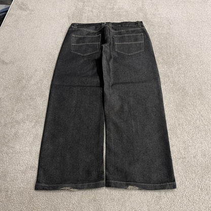 Y2K black baggy jeans wide leg Kayden. K Loose fit skater surf style jeans
