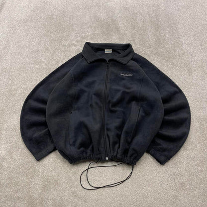 00s Columbia technical fleece 3XL women's black full zip up y2k style autumn adjustable waist