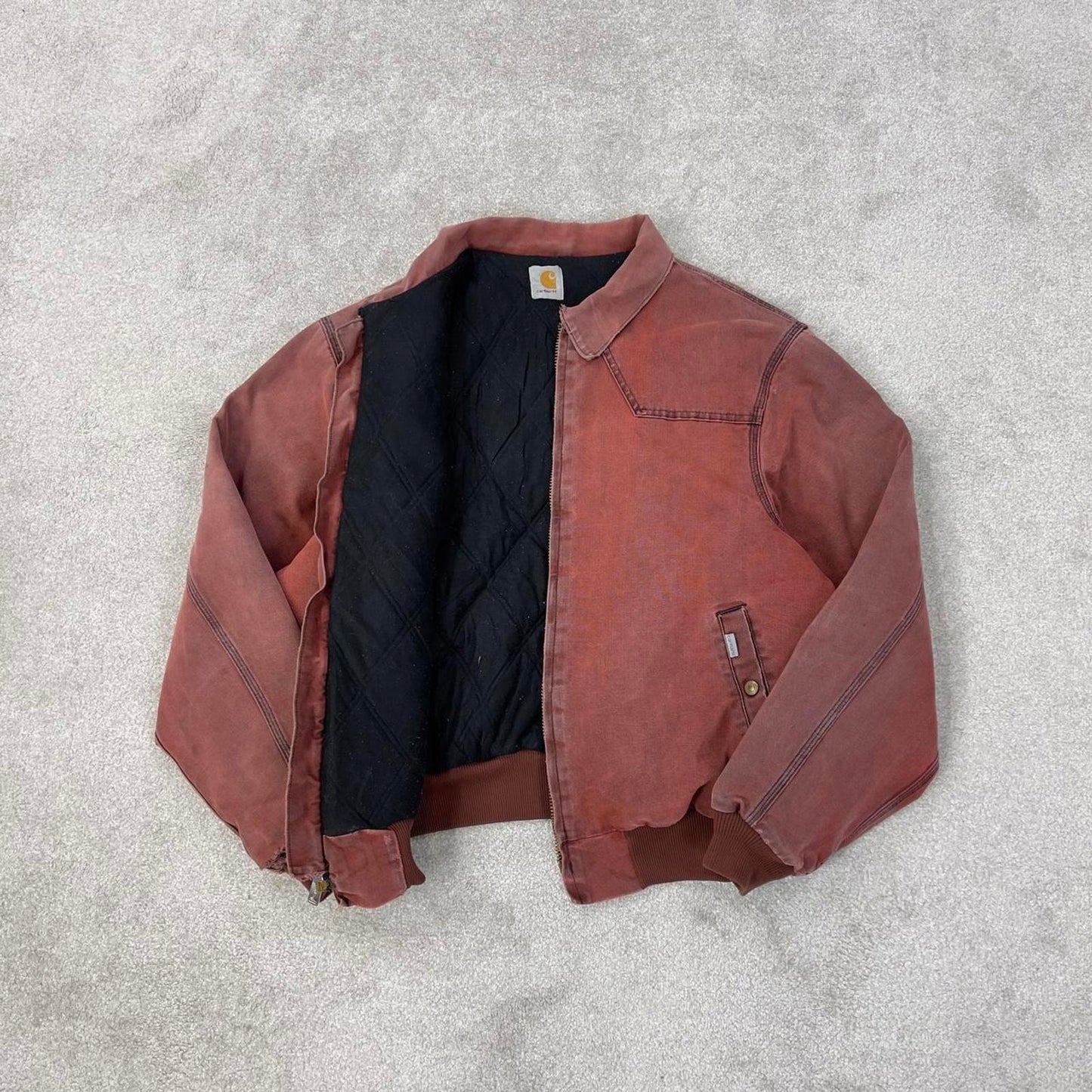 Vintage Faded Red Carhartt santa fe jacket XL canvas bomber authentic Detroit