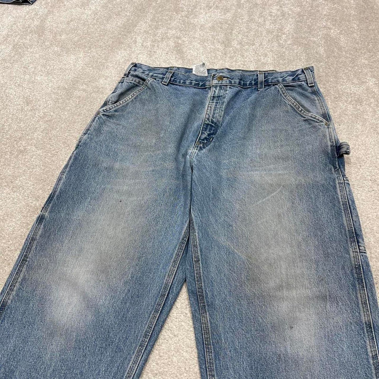 Blue Carhartt carpenter jeans W38L30 loose baggy denim original fit 90s skater style cargo pants