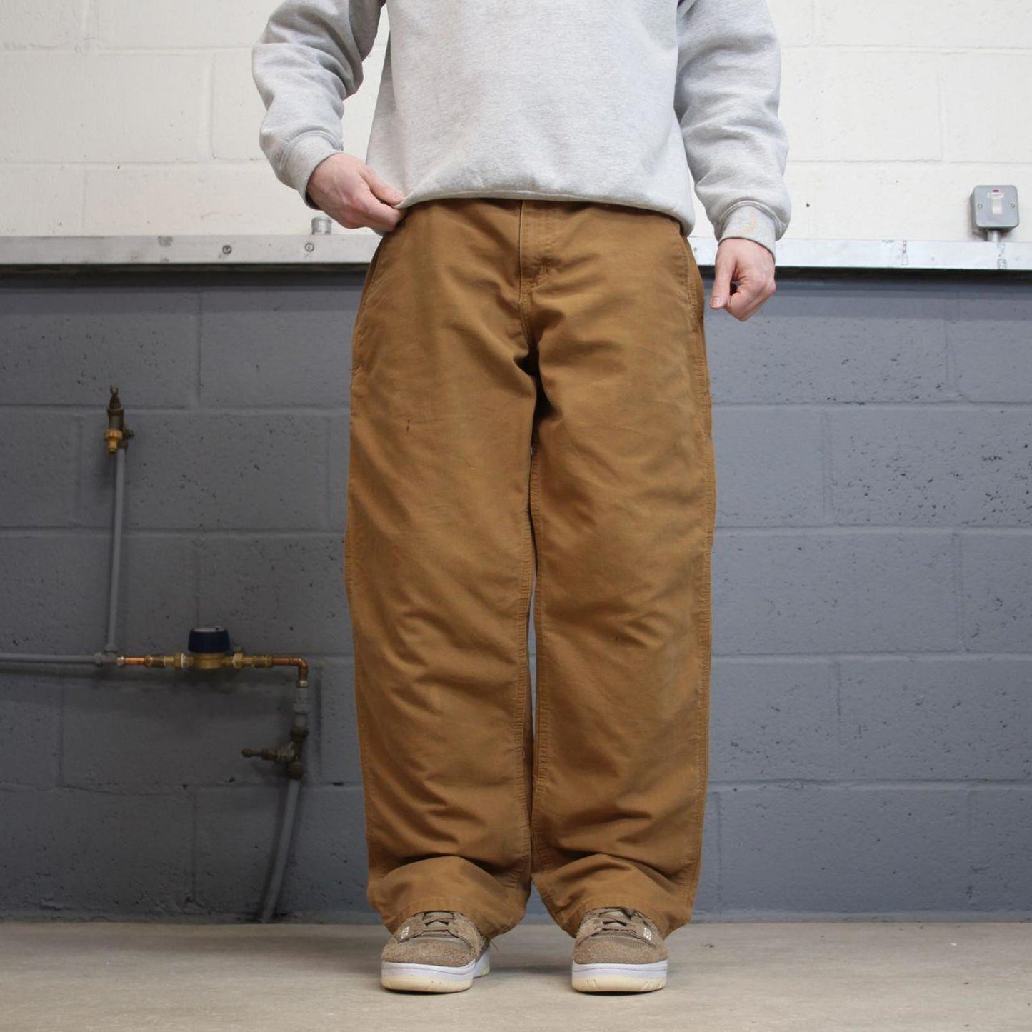Y2K baggy fit Carhartt jeans tan brown Loose wide leg canvas carpenter skater cargo work pants