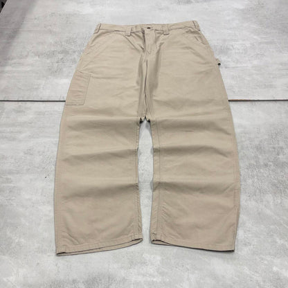 Baggy Carhartt carpenter pants W38L30 90s style skater canvasy loose wide leg beige cargos