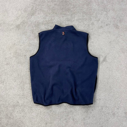 Tommy Hilfiger technical fleece gilet Large Y2K navy full zip up spellout logo