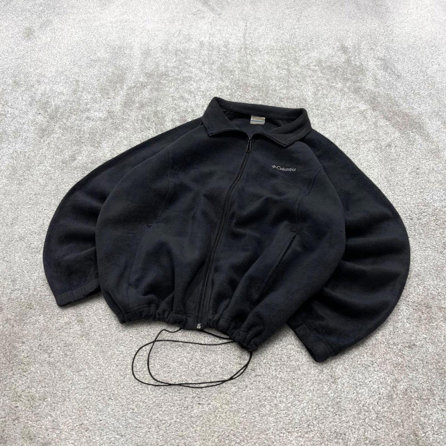 00s Columbia technical fleece 3XL women's black full zip up y2k style autumn adjustable waist