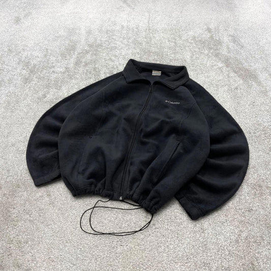 00s Columbia technical fleece 3XL women's black full zip up y2k style autumn adjustable waist
