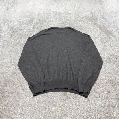 Y2K CHAPS knit sweater jumper grey Embroidered logo cotton v neck cashmere knitted pullover