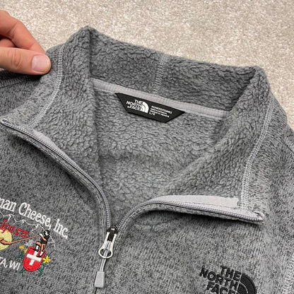 Y2K North Face technical fleece grey Full zip up fleece autumn pockets and embroidered