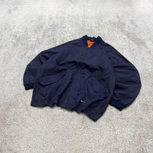 00s Nike technical windbreaker jacket M men's y2k style navy full zip coat