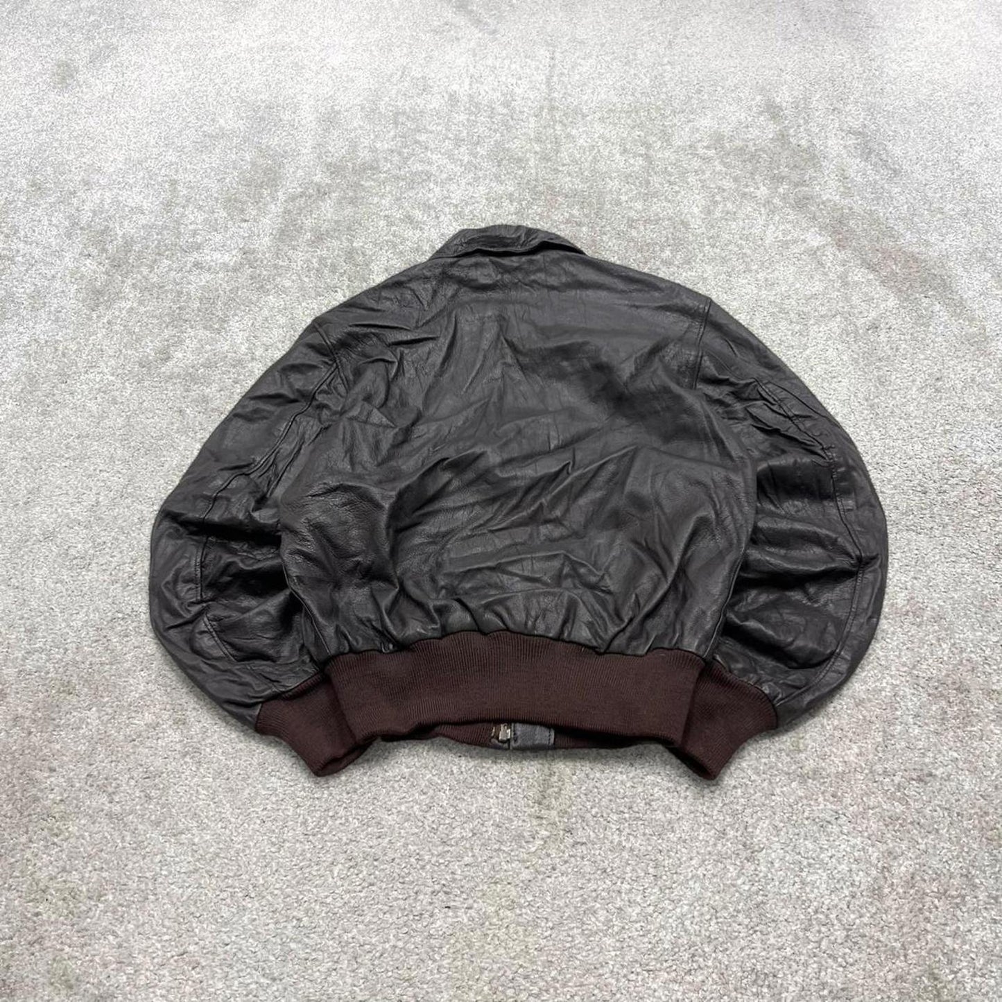 Vintage leather flight aviator bomber jacket brown L.L.Bean boxy genuine goatskin leather coat