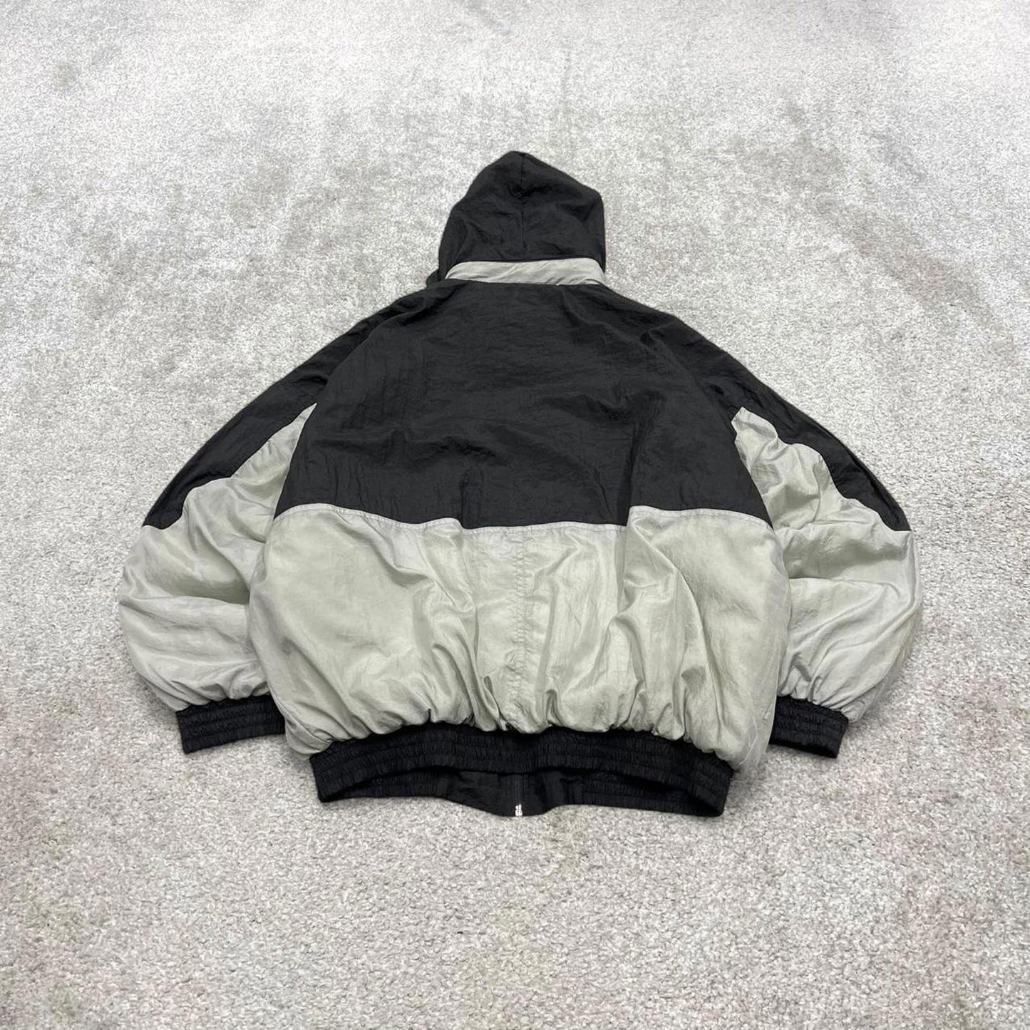 Vintage y2k hooded technical windbreaker jacket grey Athletica insulated hooded coat logo